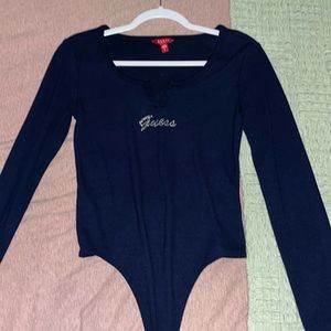 navy blue long sleeve body suit